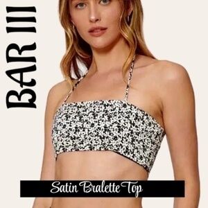 BAR III x SOFIA RITCHIE NWT Ditsy Print Tie Neck Cropped Halter Bralette Top/XL